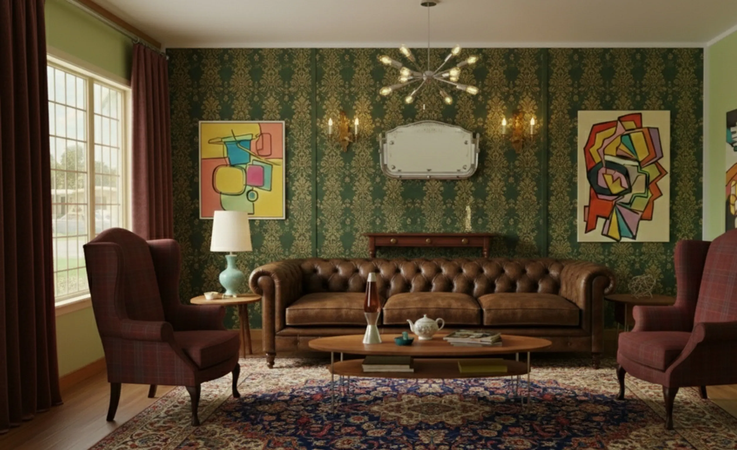 Portemanteau ancien avec détails décoratifs dans un salon