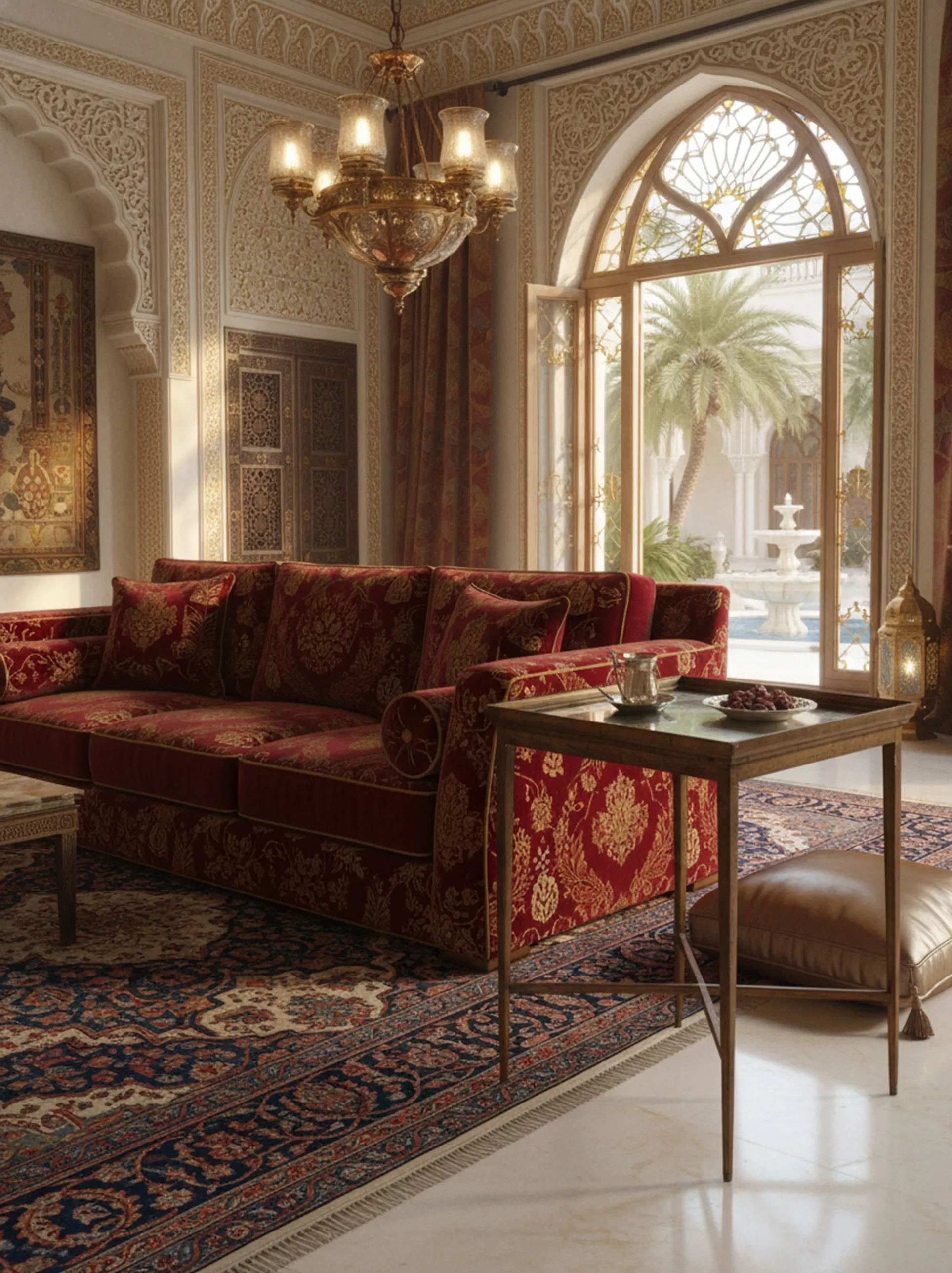 Antique living room table with rich and elegant decor