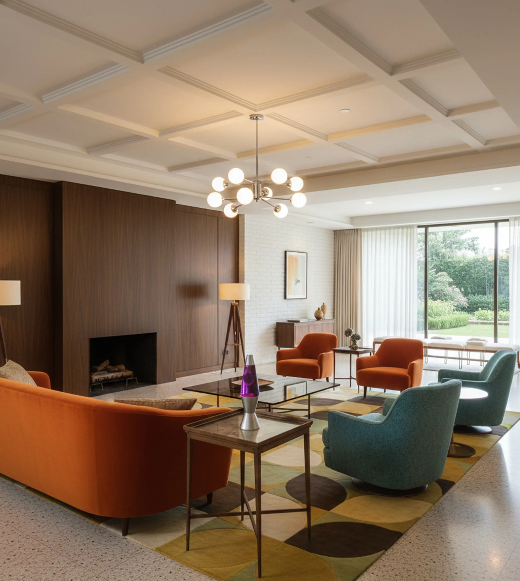 Tableau ancien de salon dans un cadre chaleureux