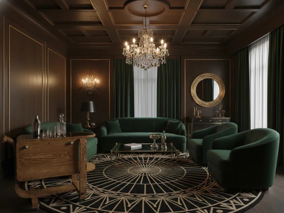 mesa-carrinho antiga art deco em uma sala elegante