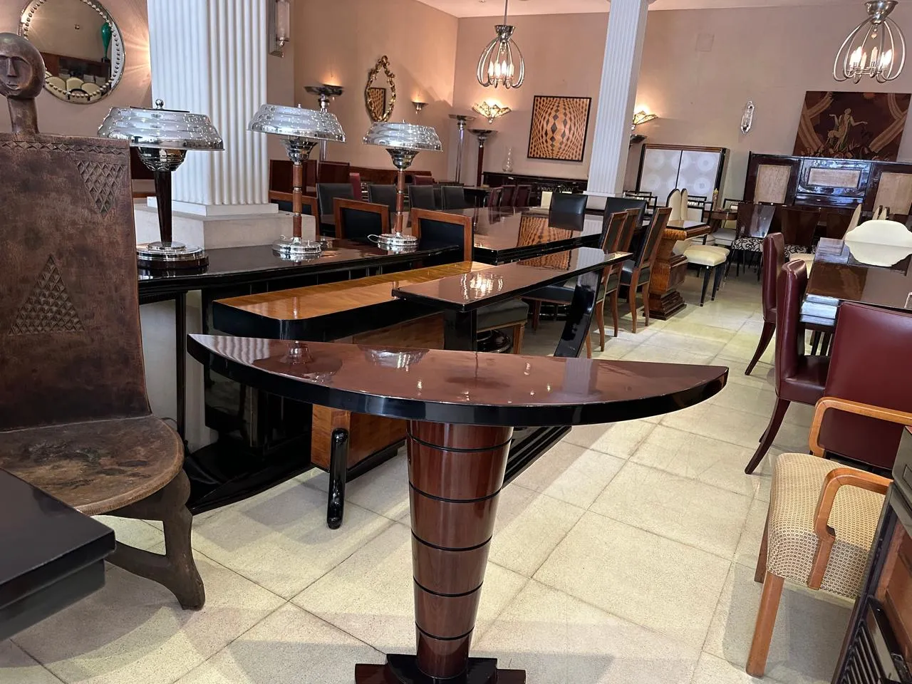 antique console with elegant shapes in a cozy setting