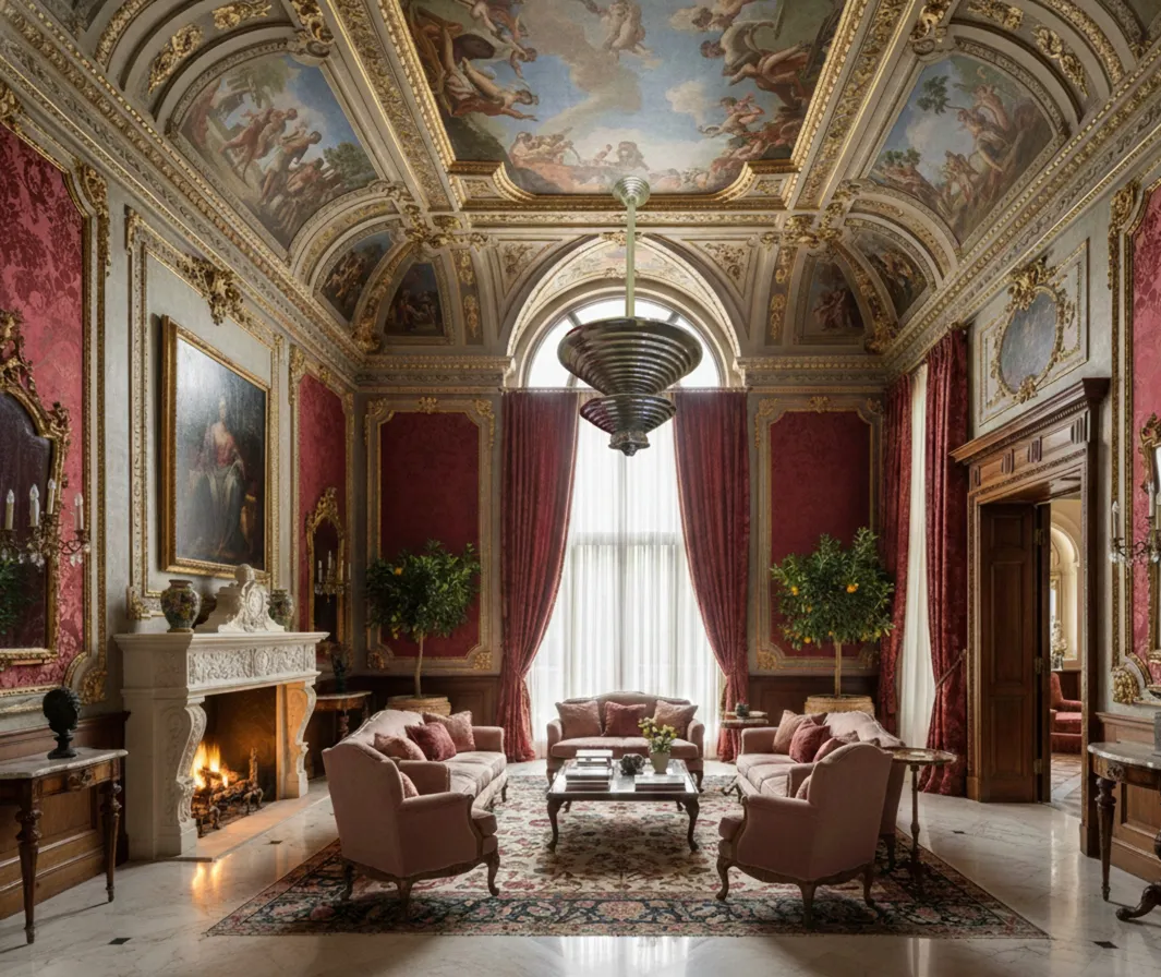 Lampada a sospensione antica art deco in una stanza lussuosa