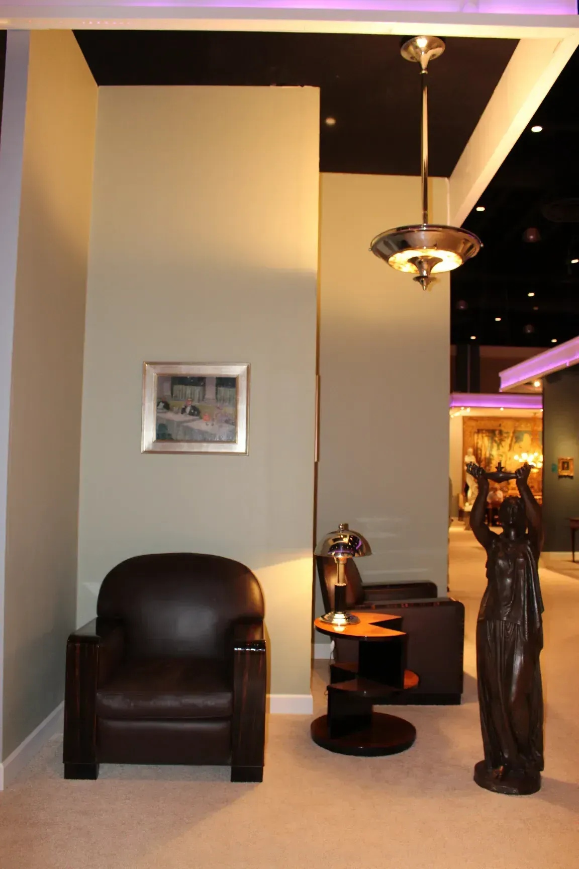 Two vintage hanging lamps in a decorative room