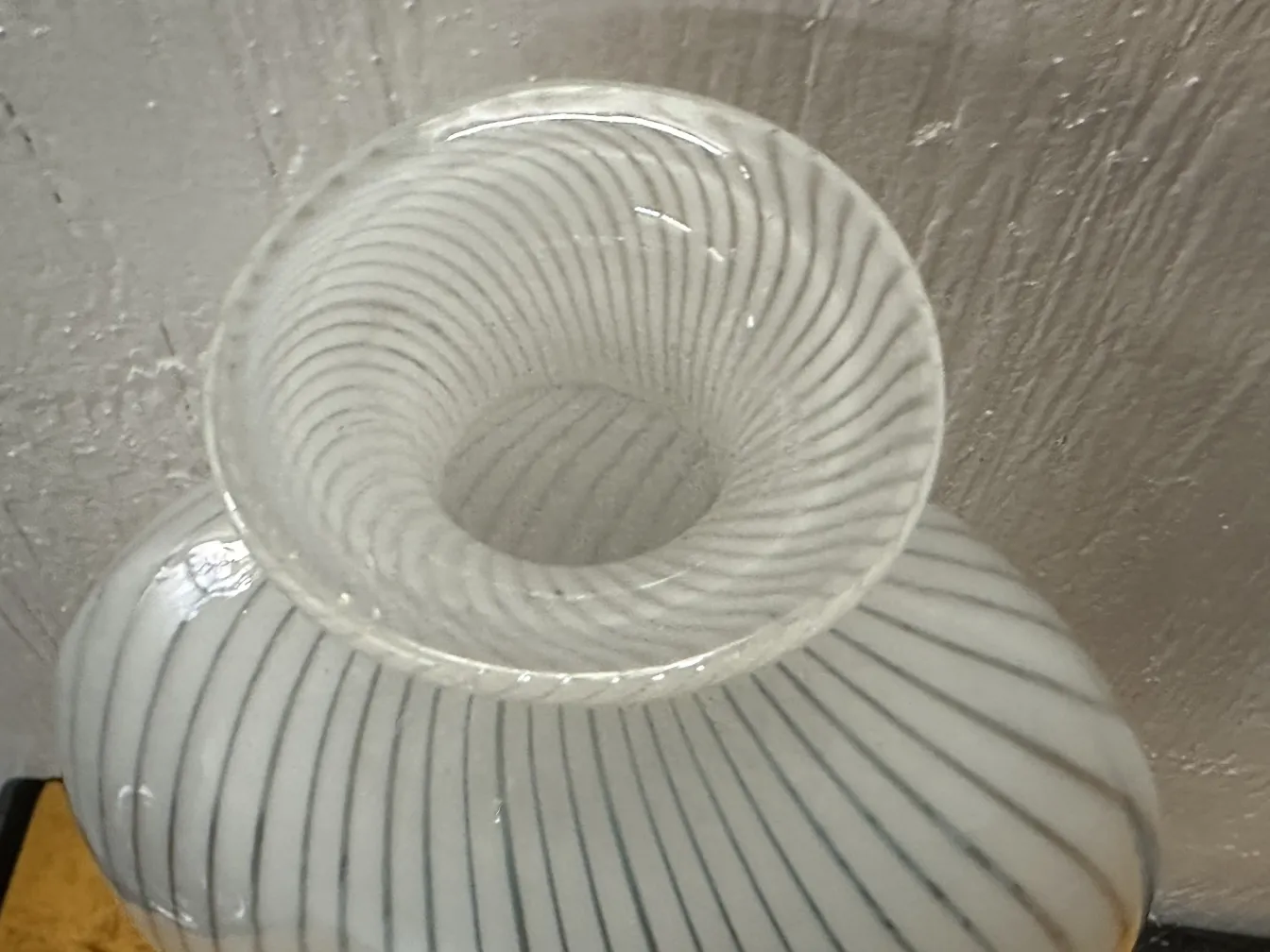 2 antique murano vase with light linear patterns