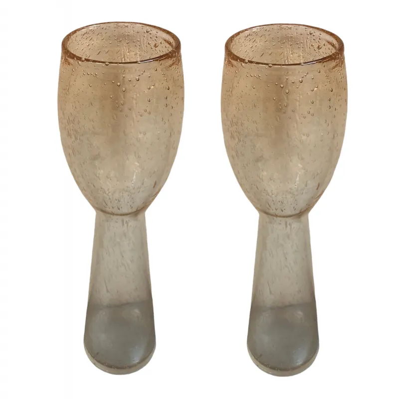 Ensemble de 2 vases antiques murano avec des bulles décoratives en couleurs claires