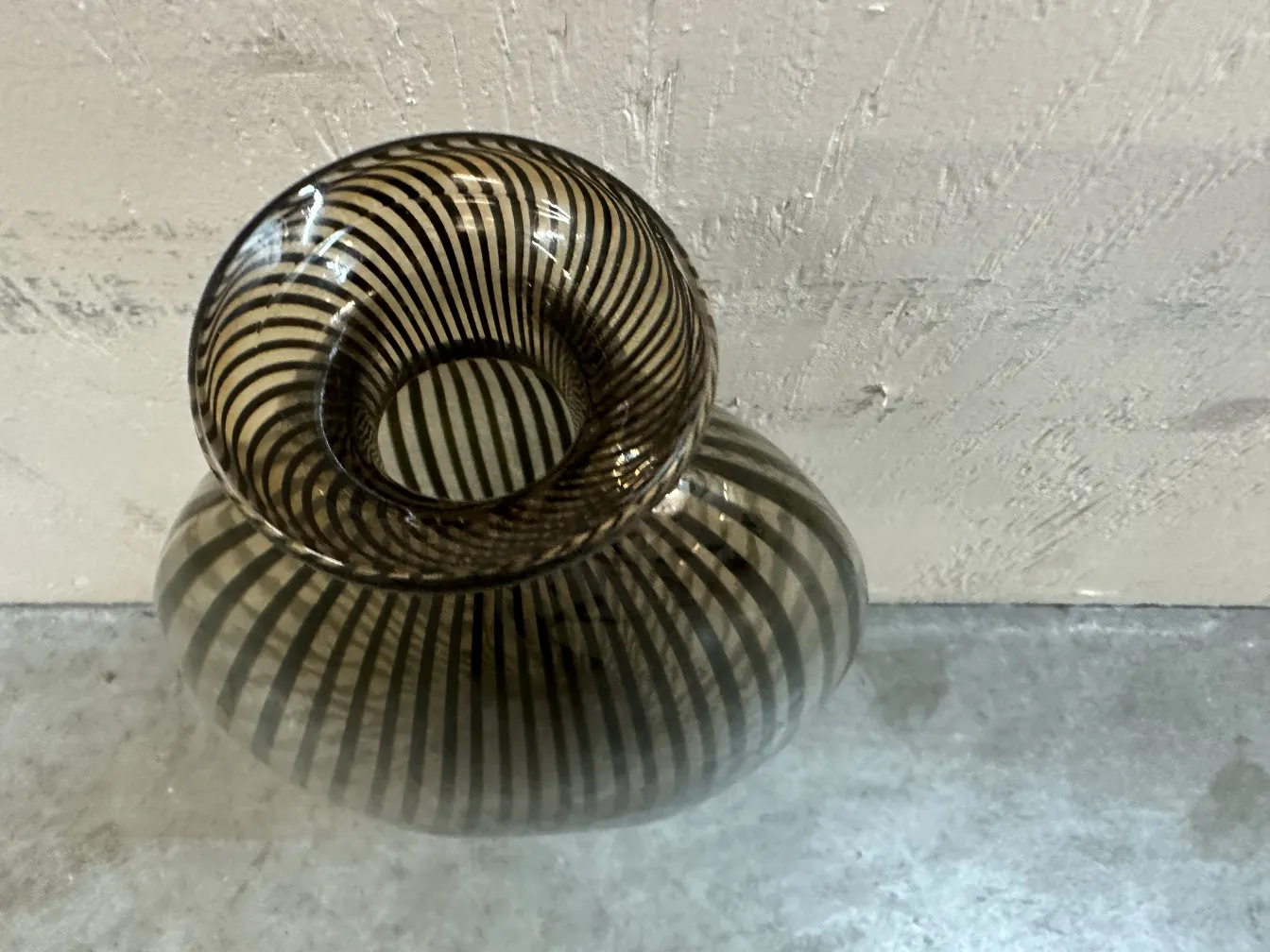 two antique murano vase with marked stripes