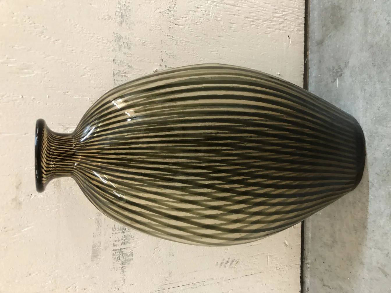 2 vase ancien décoratif murano avec design rayé