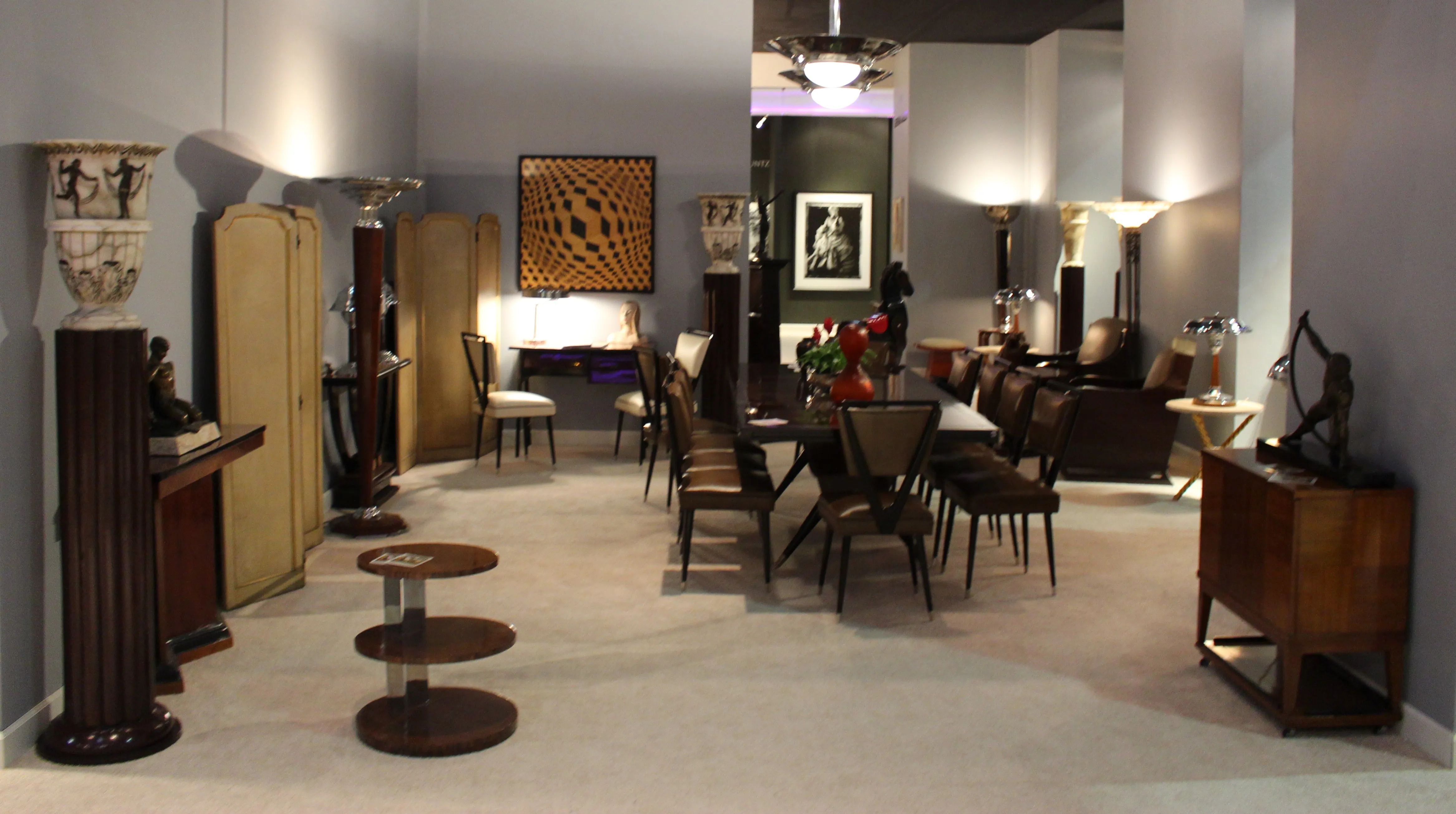 an elegant space featuring marquetry antiques and decorative art