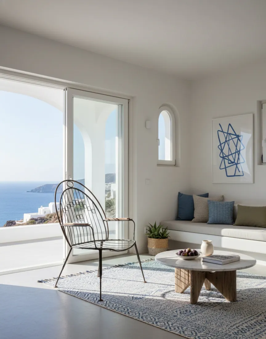 Fauteuil de jardin ancien avec design élégant et vue sur la mer