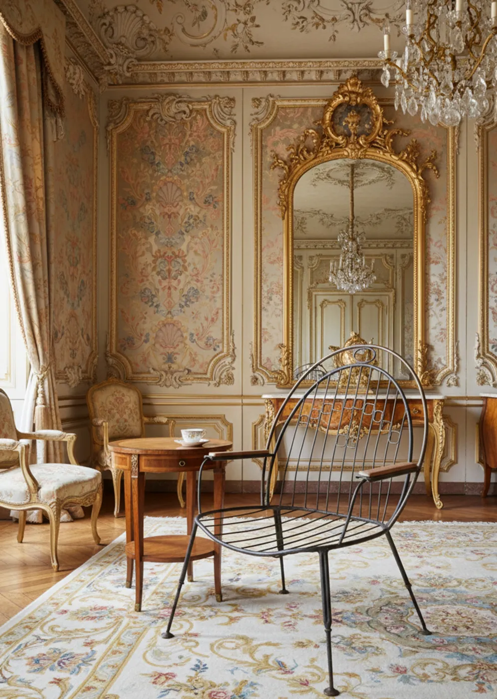 poltrona da giardino antica con design elegante e ambiente classico