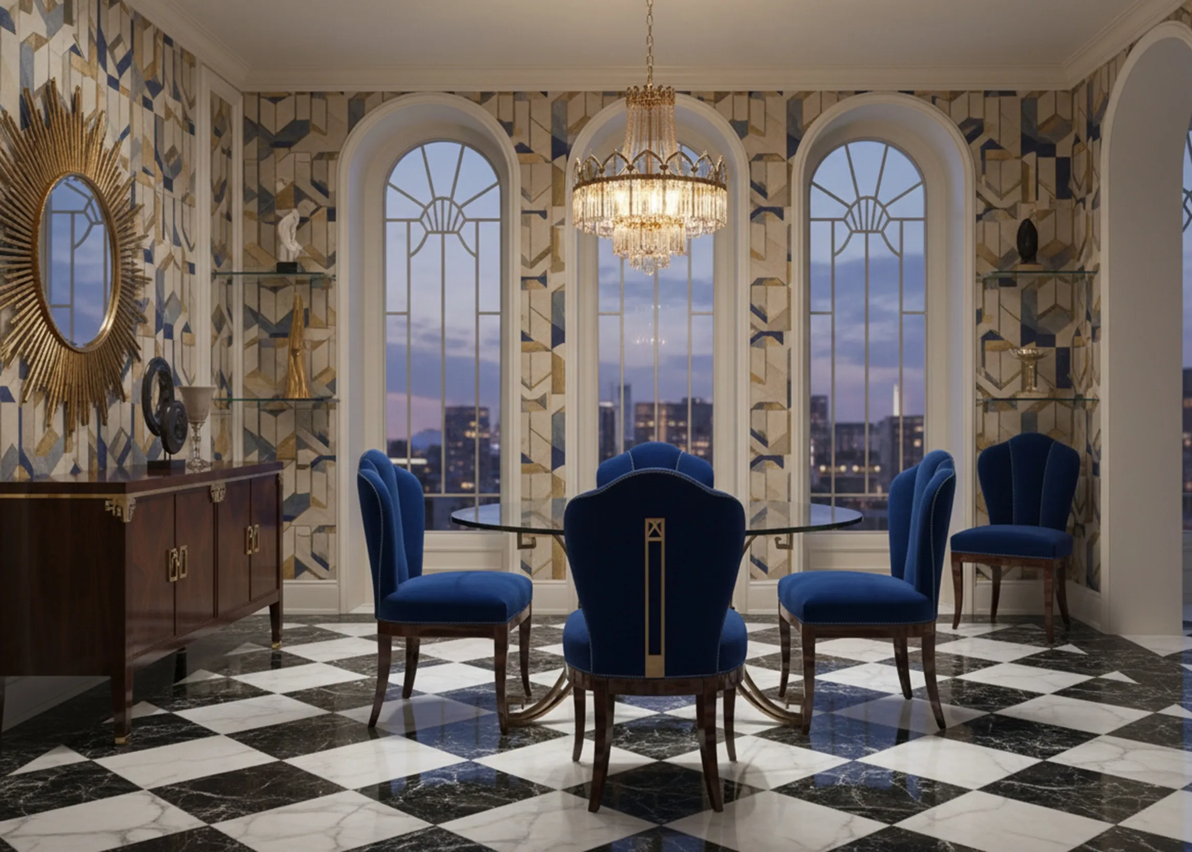 antique dining table for six people in a stylish setting