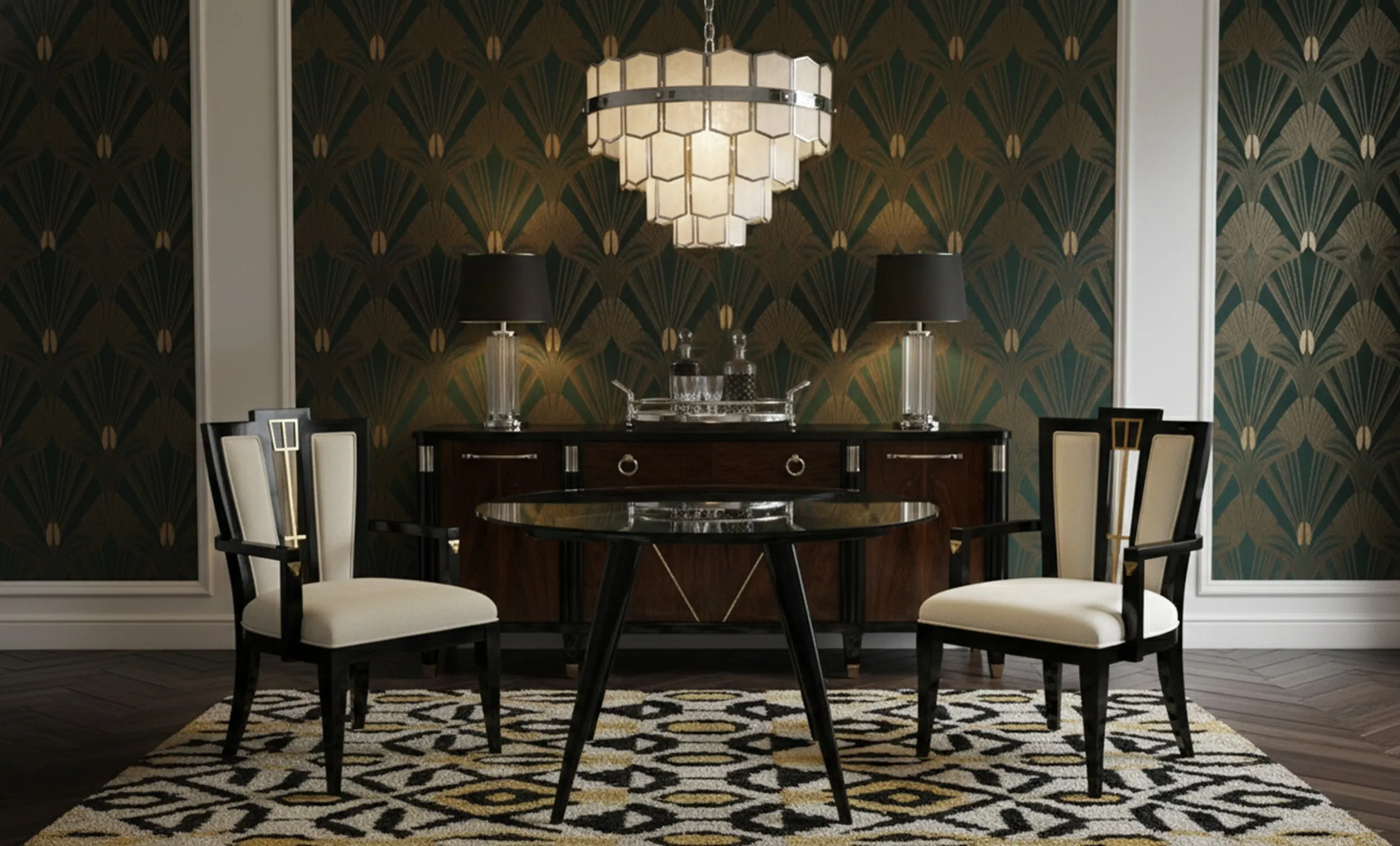 Mesa de jantar antiga redonda para 4 pessoas em um ambiente elegante