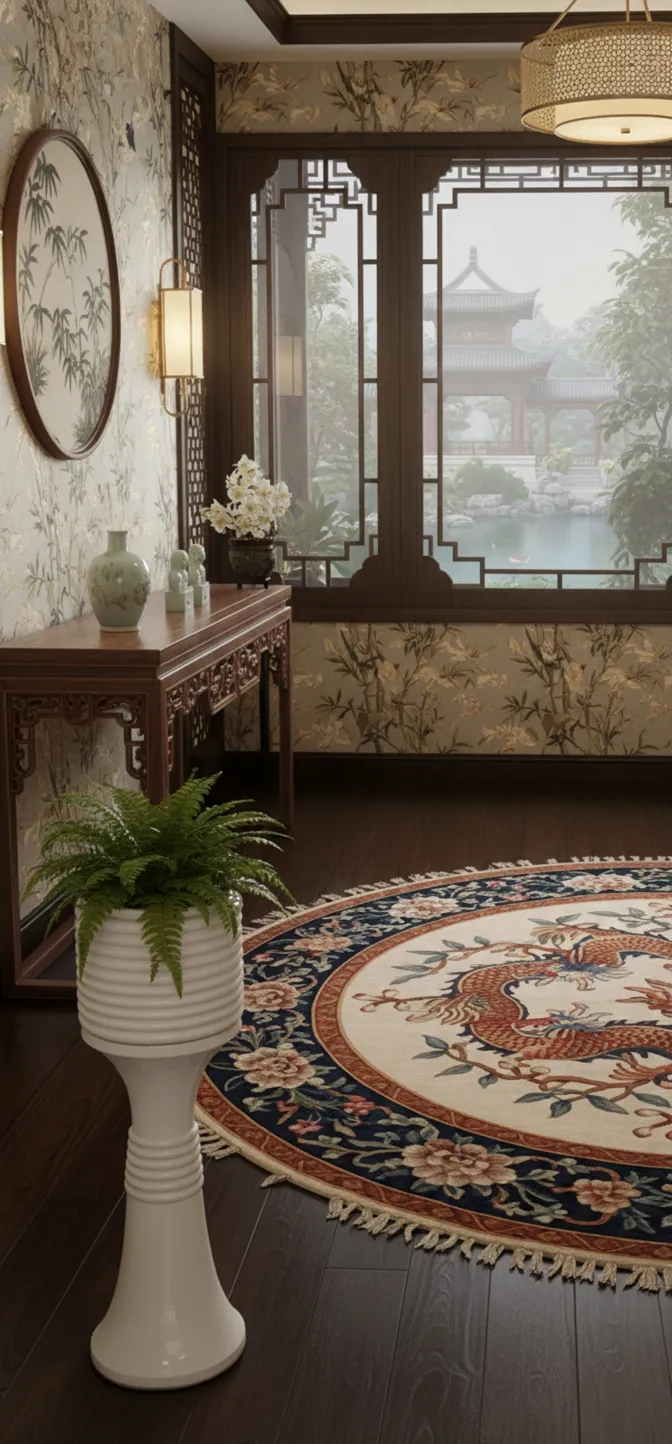 vaso di fiori antico con pianta verde in ambiente elegante