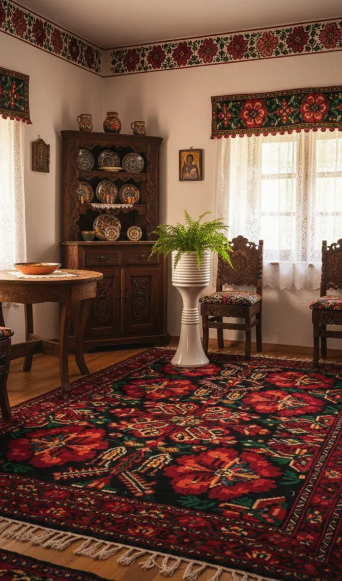 antiker blumentopf mit grünen pflanzen in einem zuhause