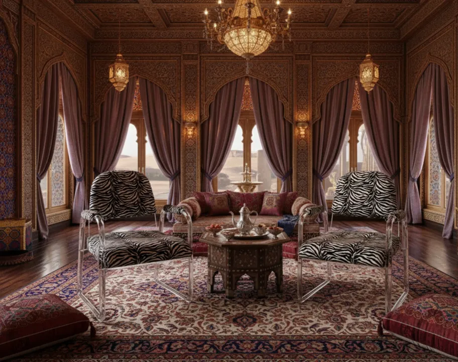 Due poltrone antiche con design art deco in un ambiente lussuoso