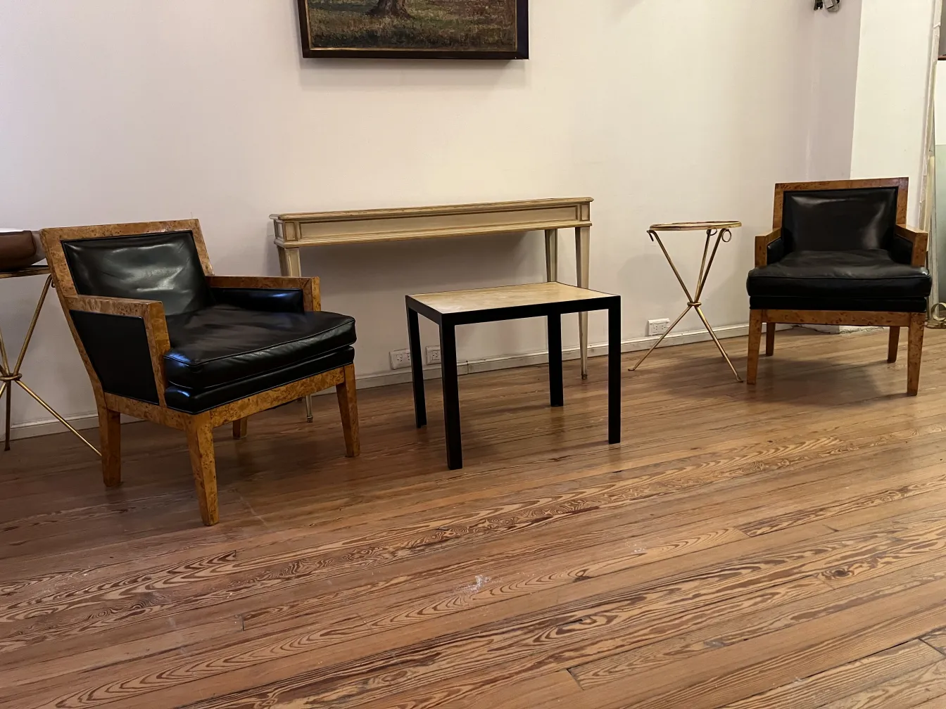 two antique armchairs with a modern design in a living room