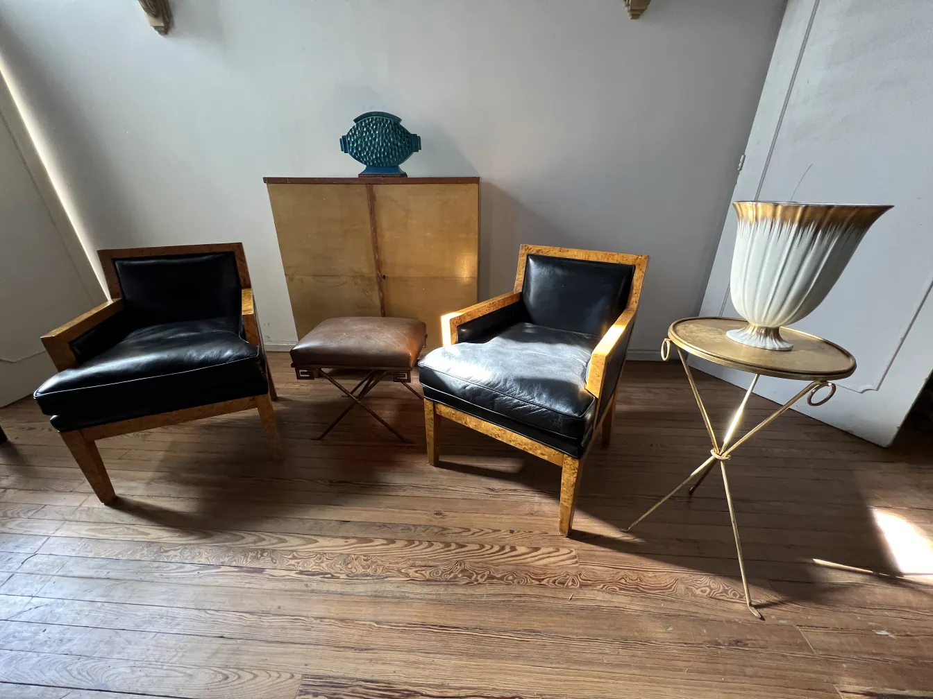 pair of antique armchairs with comfortable seating and elegant design by jean michel frank