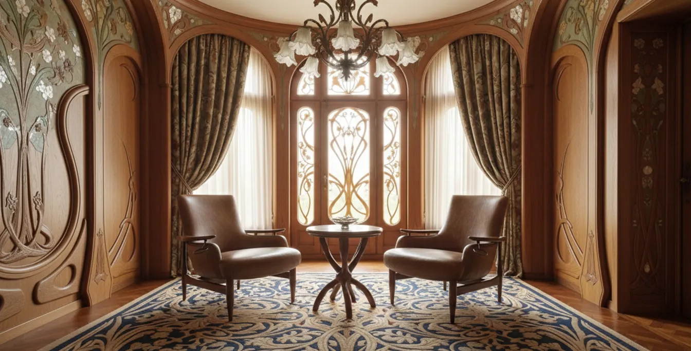 كرسيان قديمان بتصميم أنيق في غرفة مزينة