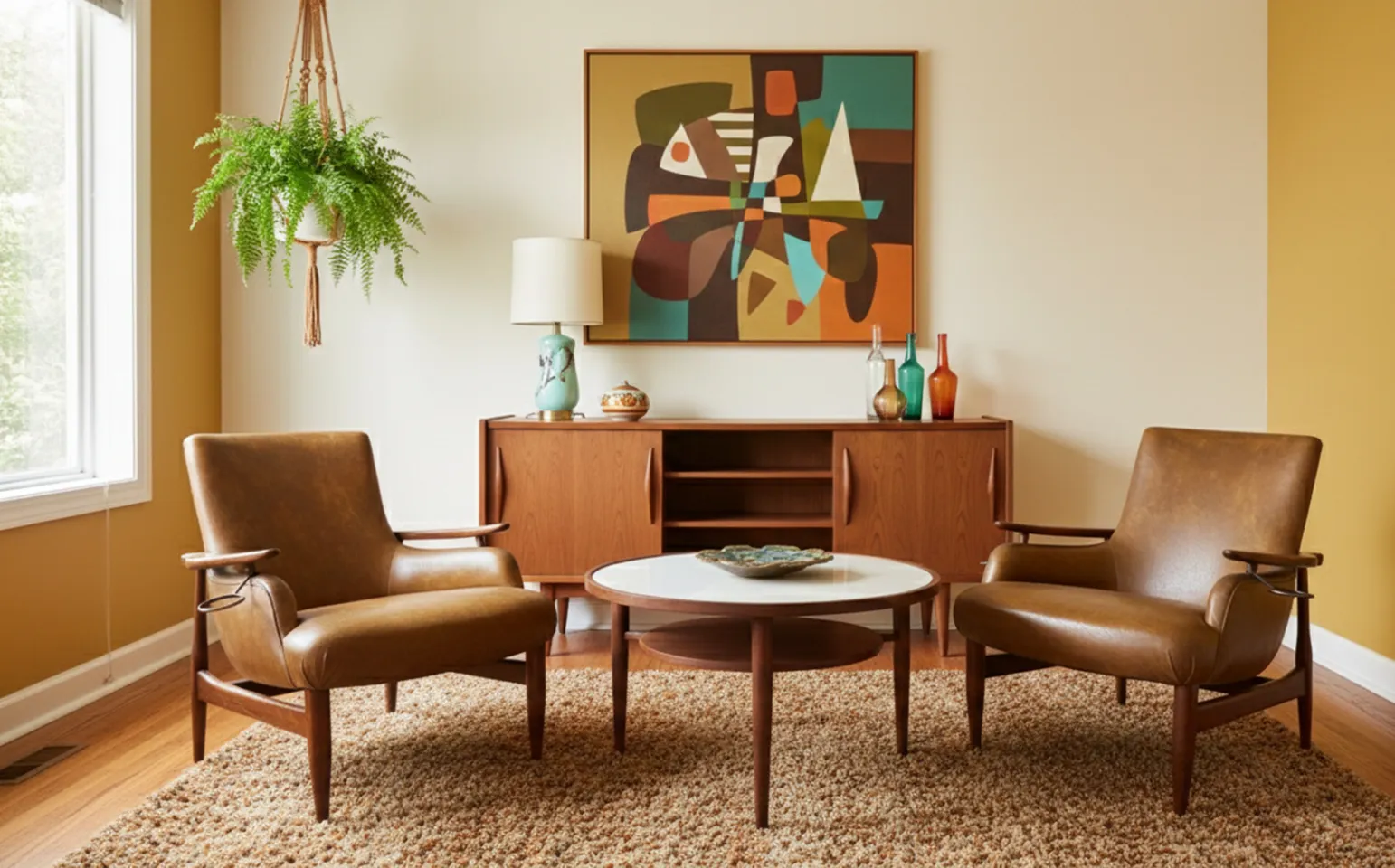 Two antique armchairs in Finnish style, elegantly shaped, set in a cozy room.
