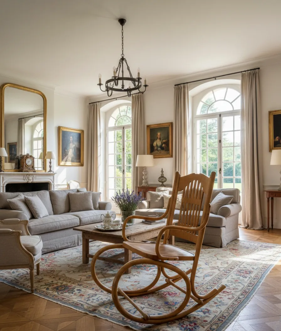 антикварный гамак стул в стильной гостиной