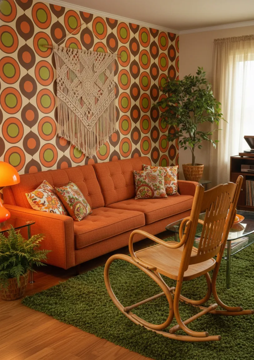 cadeira de rede antiga com detalhes únicos e decoração retrô