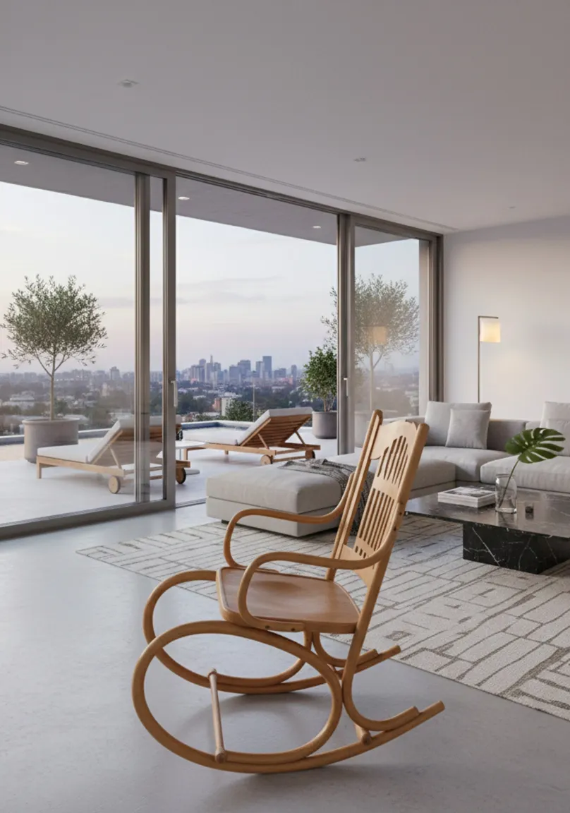 chaise hamac ancienne lorenz thonet dans un cadre moderne