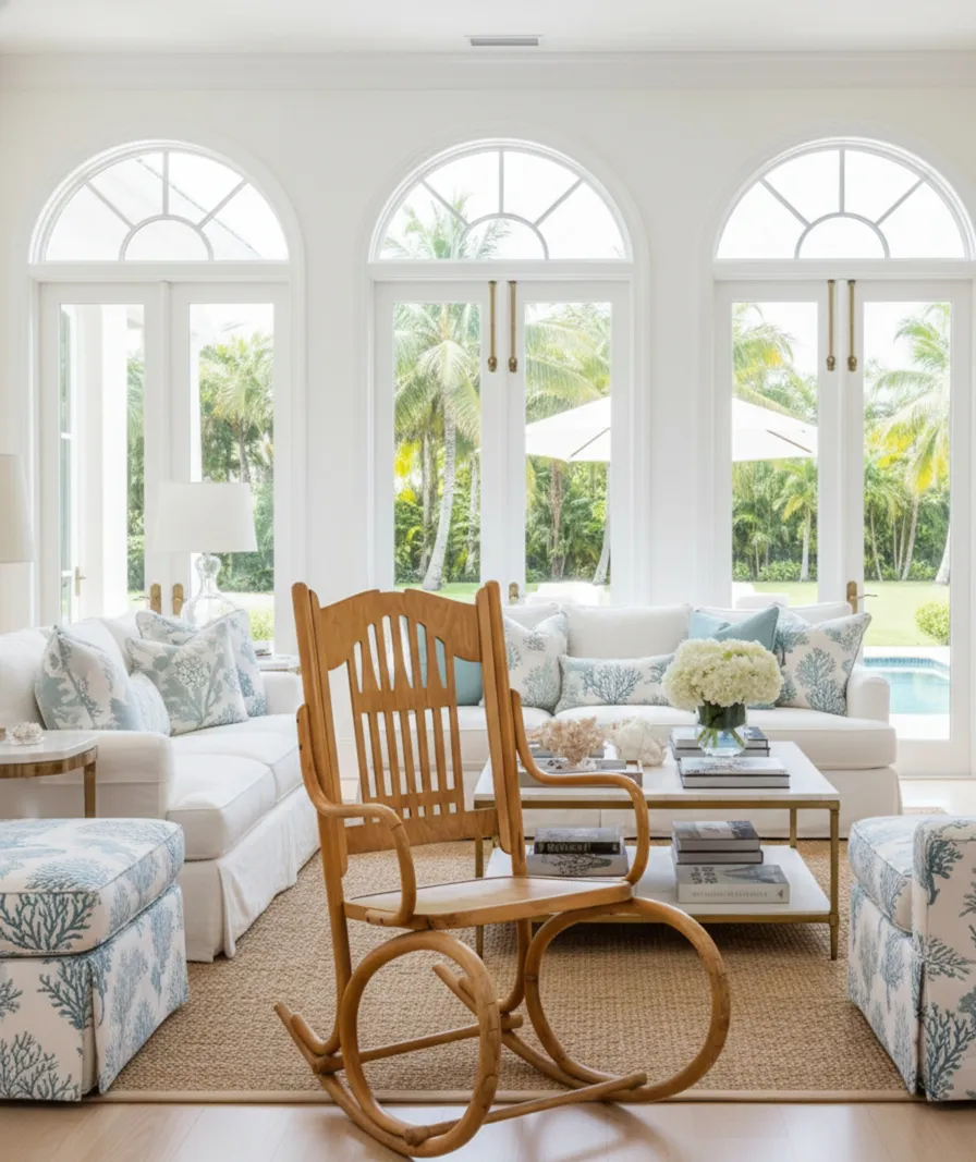 antique hammock chair in a stylish room with greenery