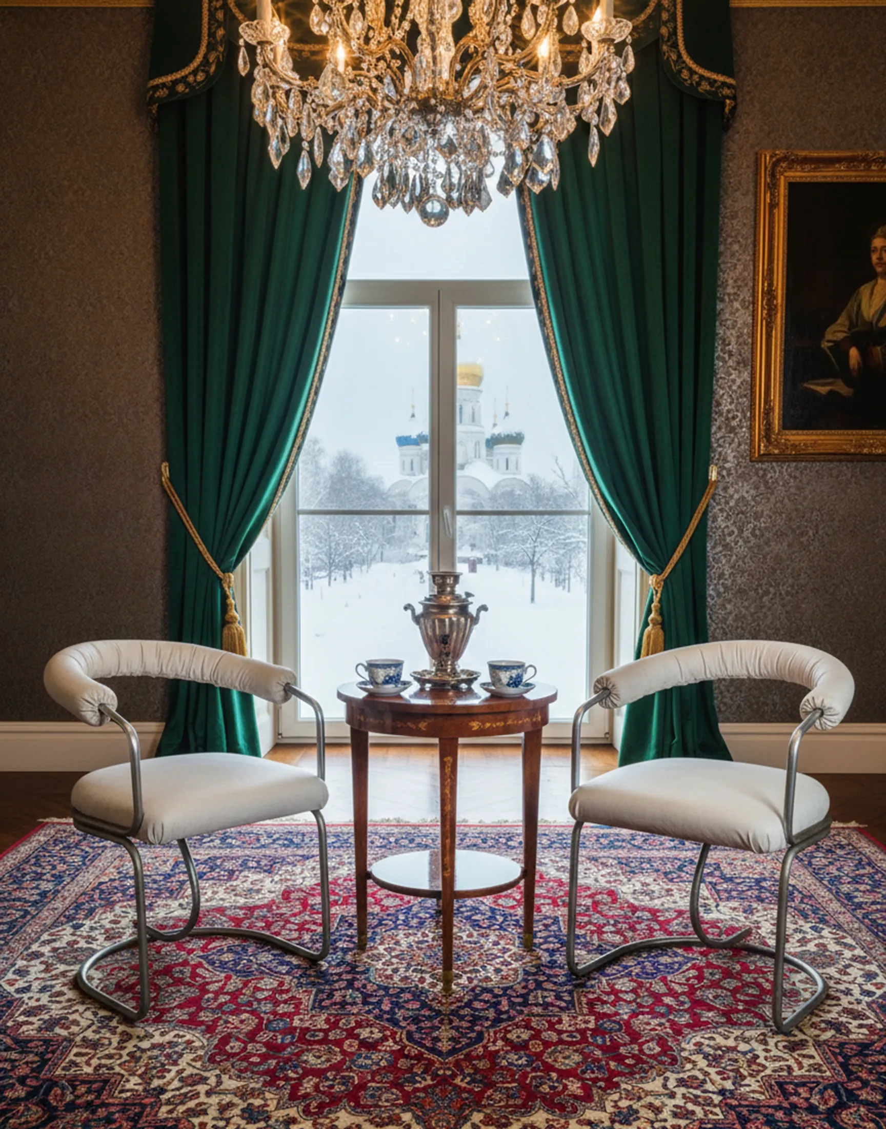 Ensemble de 2 fauteuils anciens dans un salon élégant