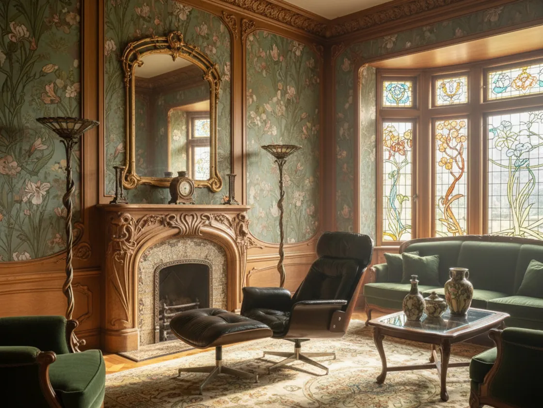 Poltrona antica di Herman Miller in un ambiente elegante con decorazioni vintage.