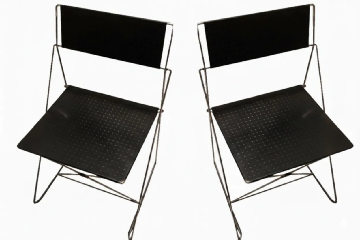 2 chaises anciennes avec un élégant design noir dans l'environnement