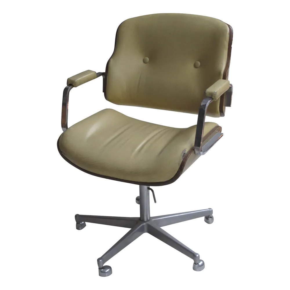 antique desk armchair in light green with armrests