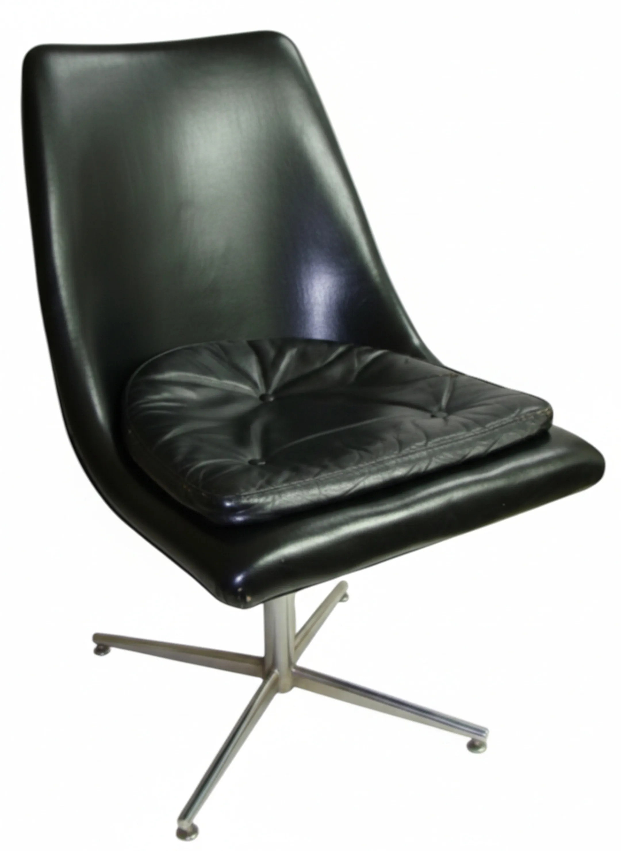 Two antique desk chairs with cushions, neutral environment.