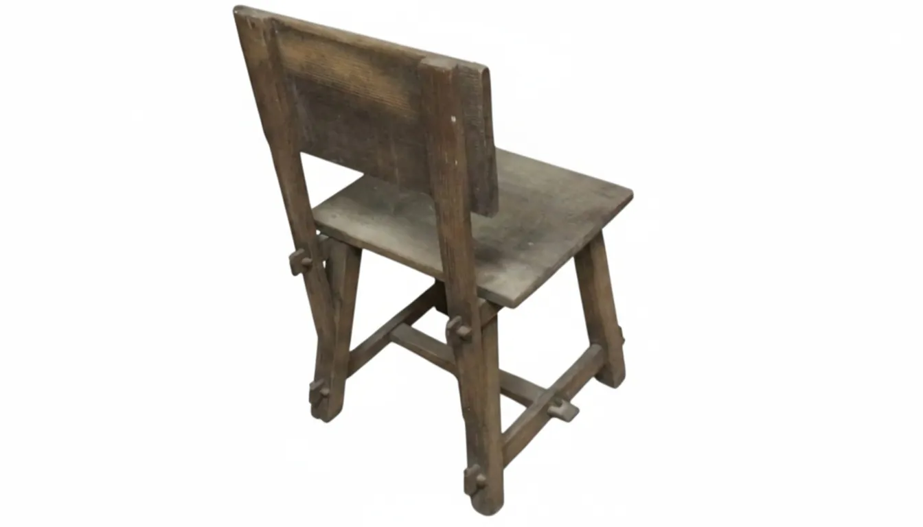 antique chair by jean michel frank against a white background, rear view