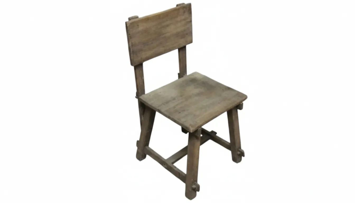 Sedia antica di Jean Michel Frank, design semplice e rustico. Ambiente neutro.