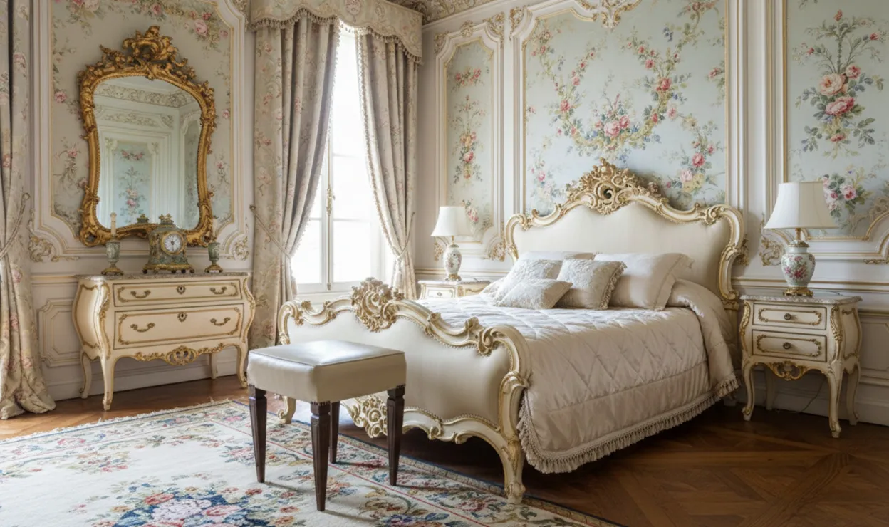 Antique sidewalk in a luxurious setting with floral decor.