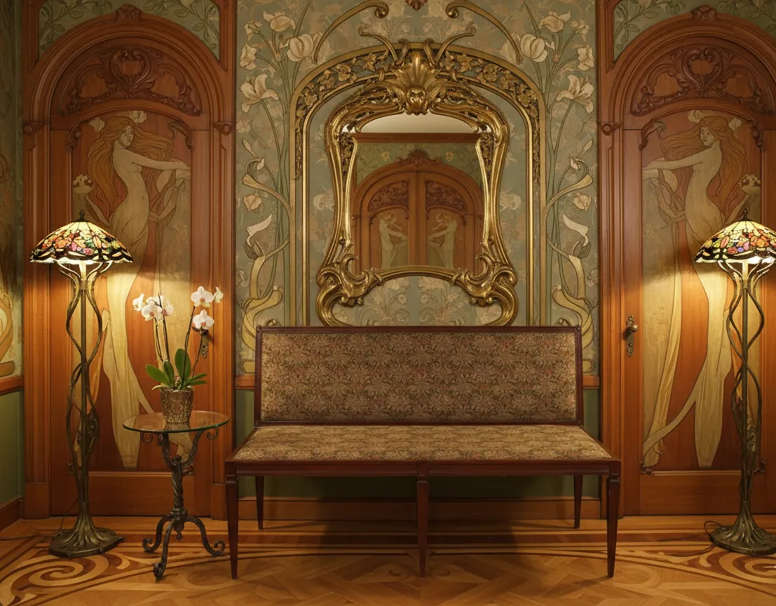 banqueta antiga decorativa em ambiente elegante