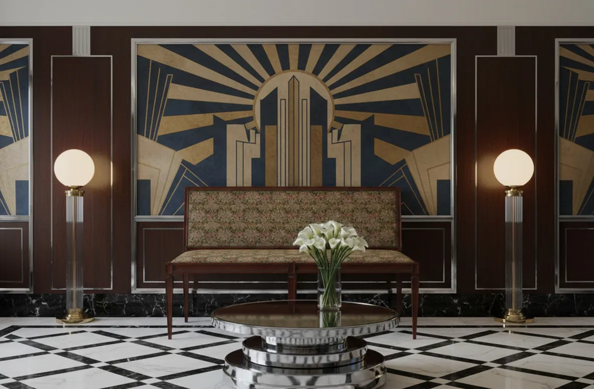 banqueta antigua decorativa con fondo artístico