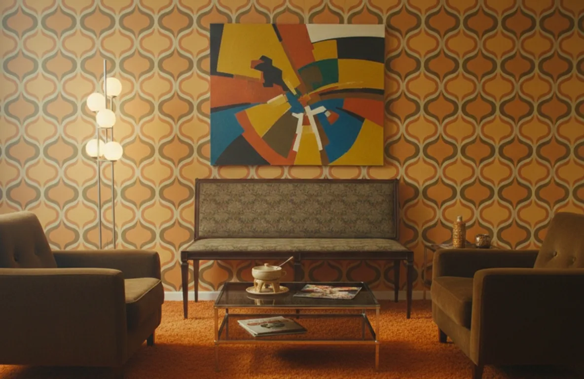 banqueta antiga com estofado decorativo em uma sala