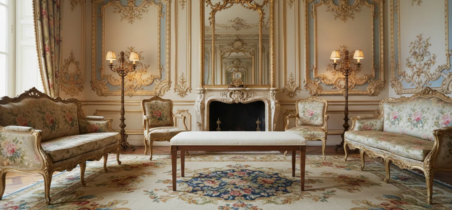 Antique sidewalk in an elegant living room with floral decor