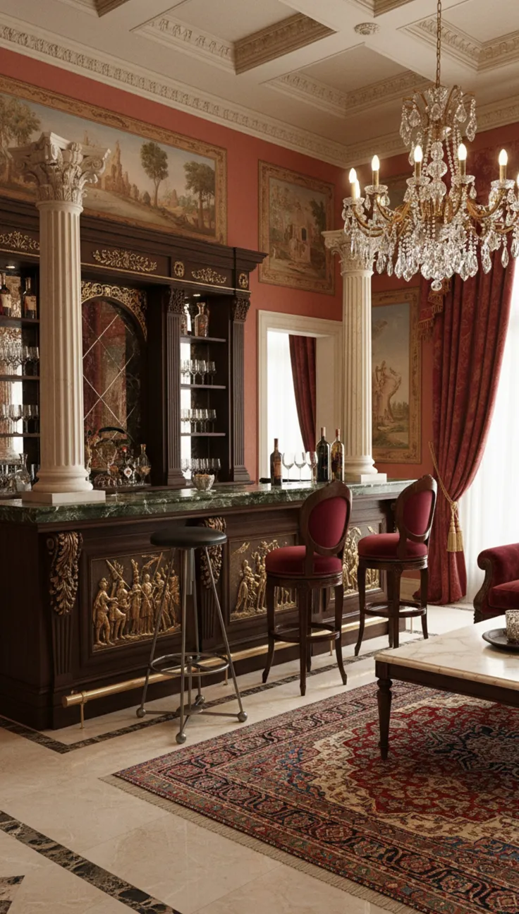 Antiga banqueta de estilo clássico com decoração elegante.