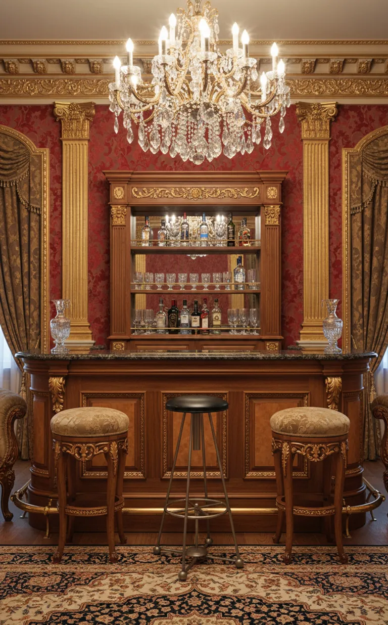 Tabouret ancien décoratif avec des détails élégants dans un bar classique