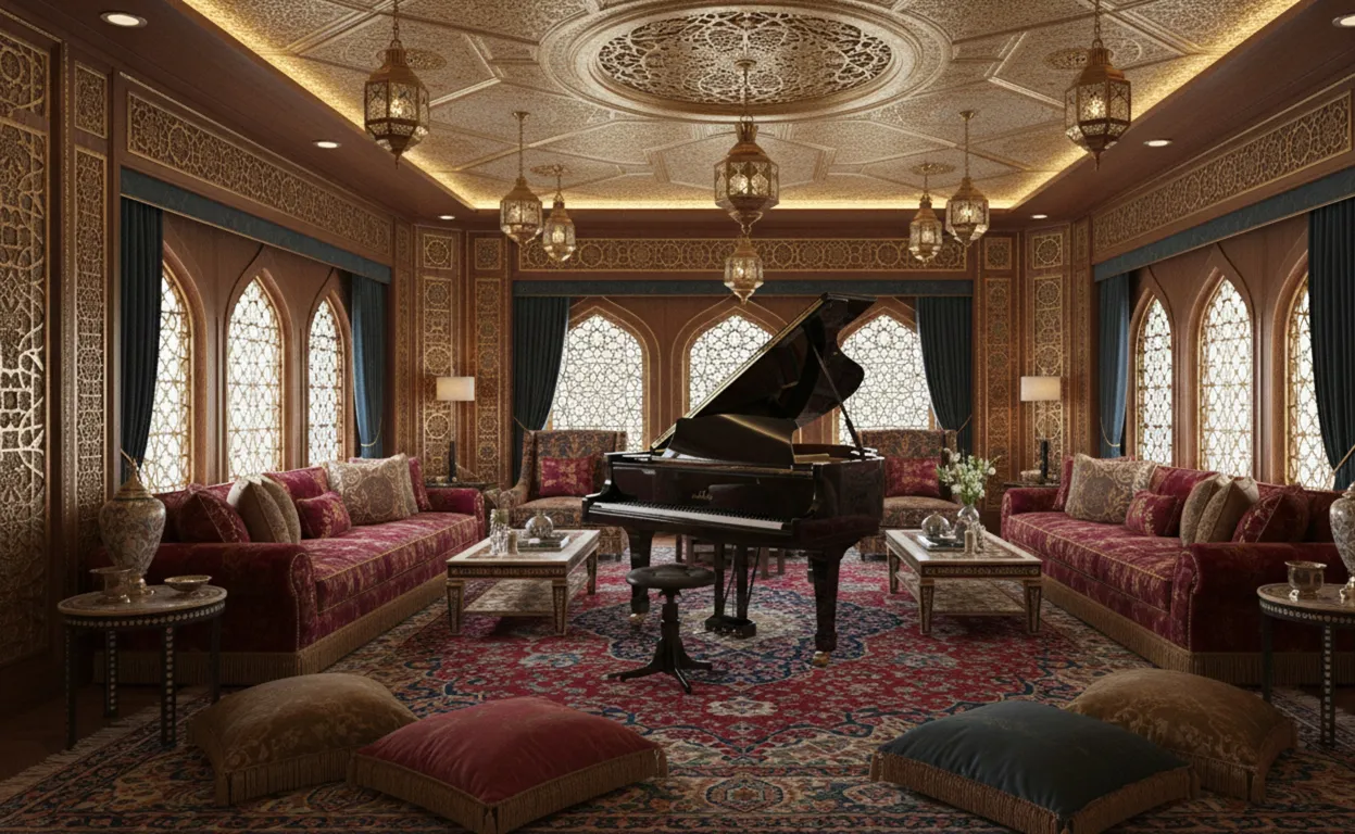 antique thonet sidewalk in a decorative room with sofa and piano