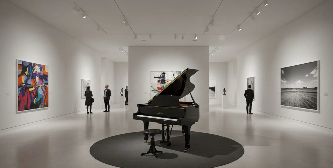 Antique thonet sidewalk stool in a modern gallery setting.