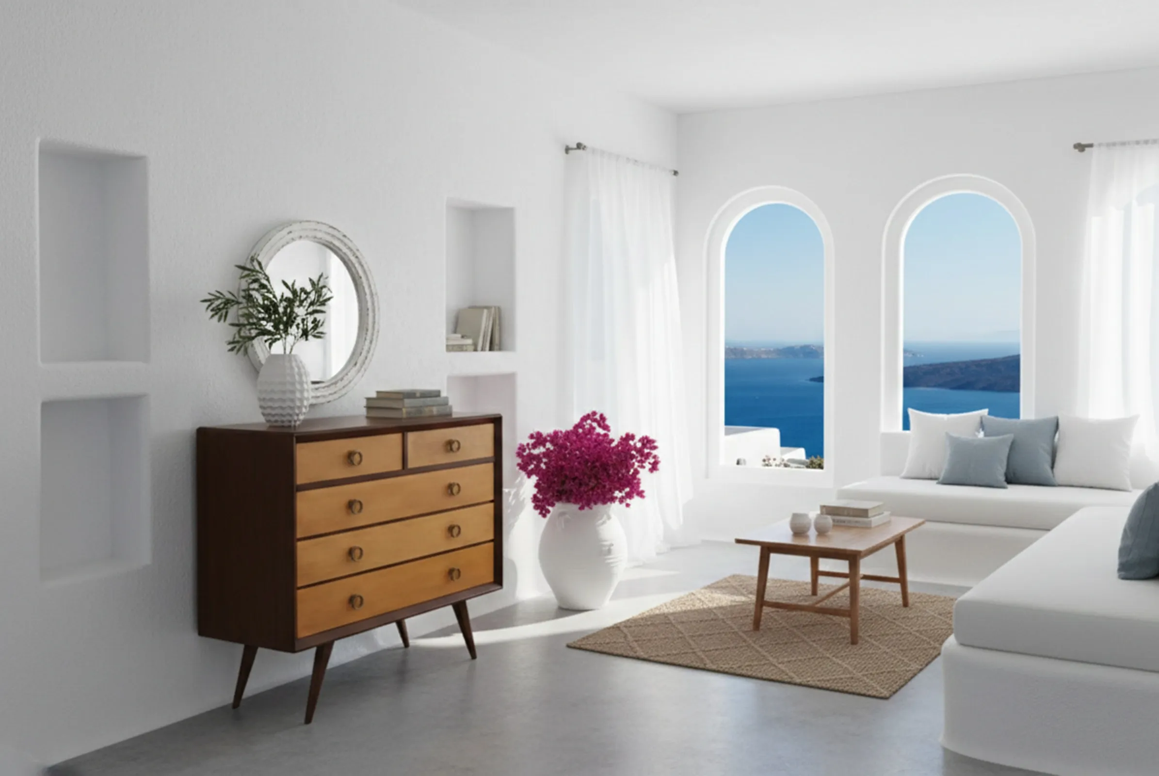 Cómoda antigua con cajones, decoración elegante, ambiente moderno