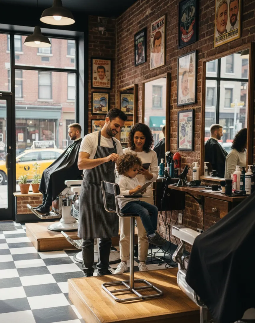 Sedia antica da restaurare, design Brehuer, ambiente di barbiere.