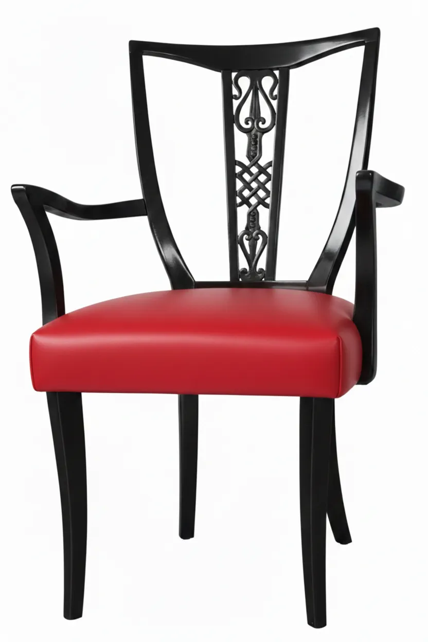 Set of 6 chairs and 2 armchairs in an antique setting with decorative details.