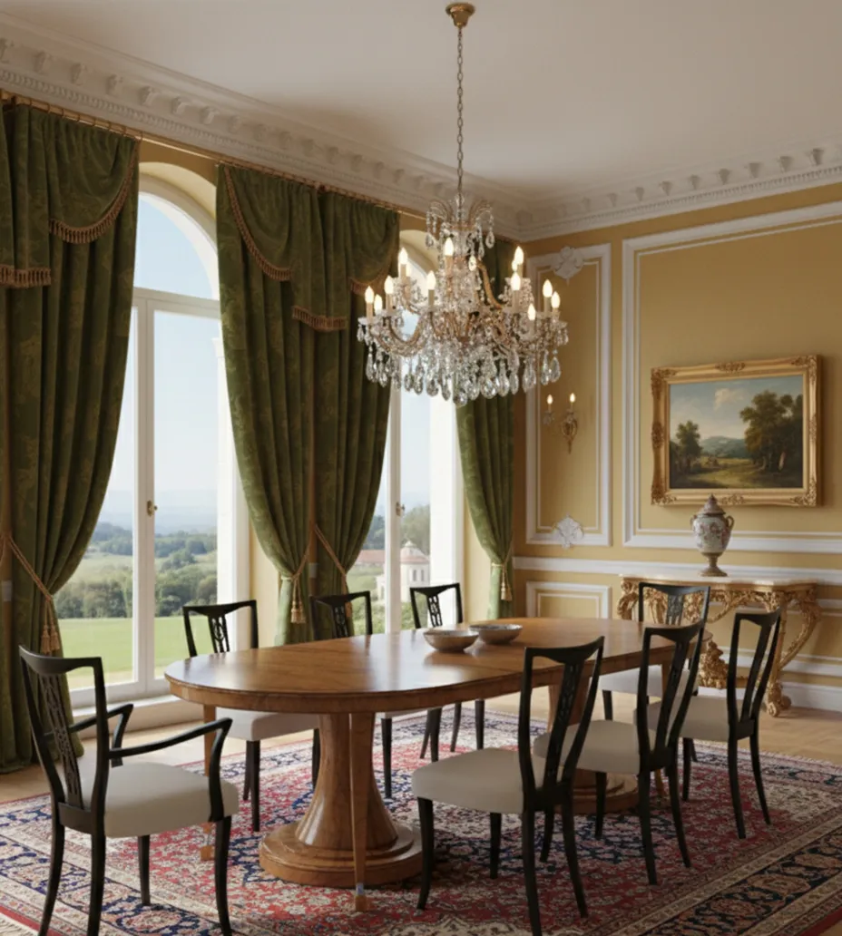 Cadre élégant avec 6 chaises et 2 fauteuils anciens, idéals à restaurer.