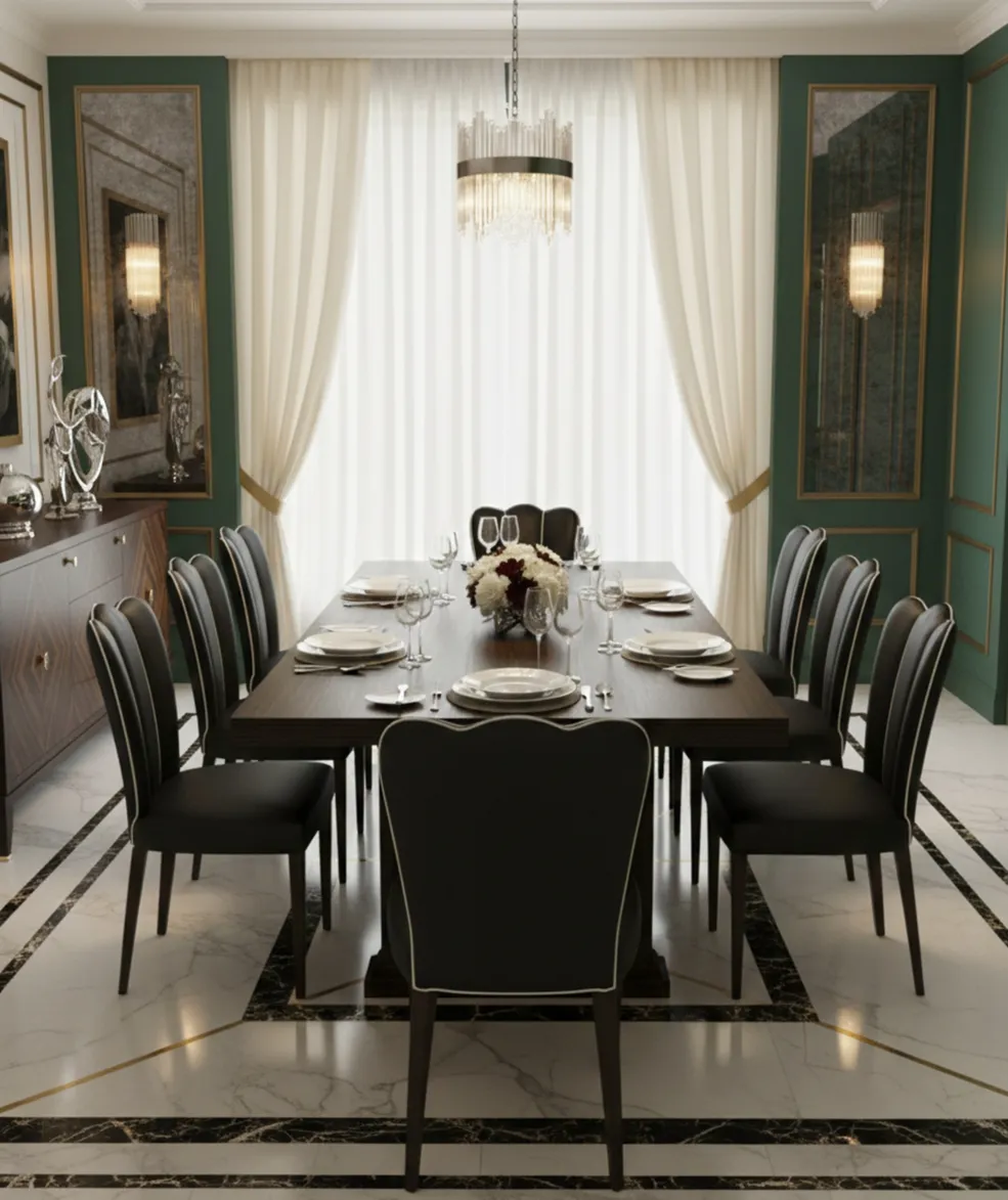 seis cadeiras e duas poltronas antigas em ambiente sofisticado