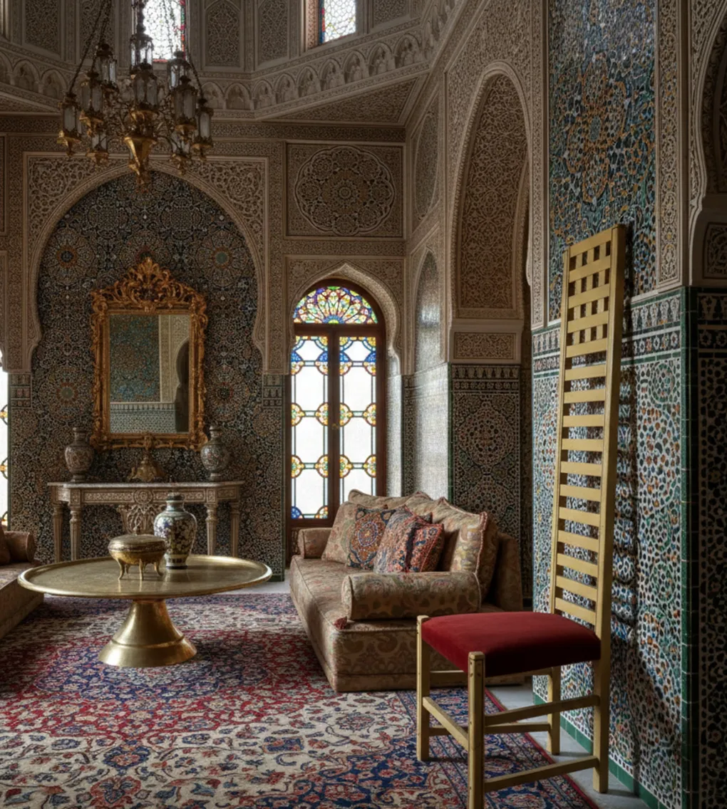 sedia antica in un ambiente decorativo lussuoso