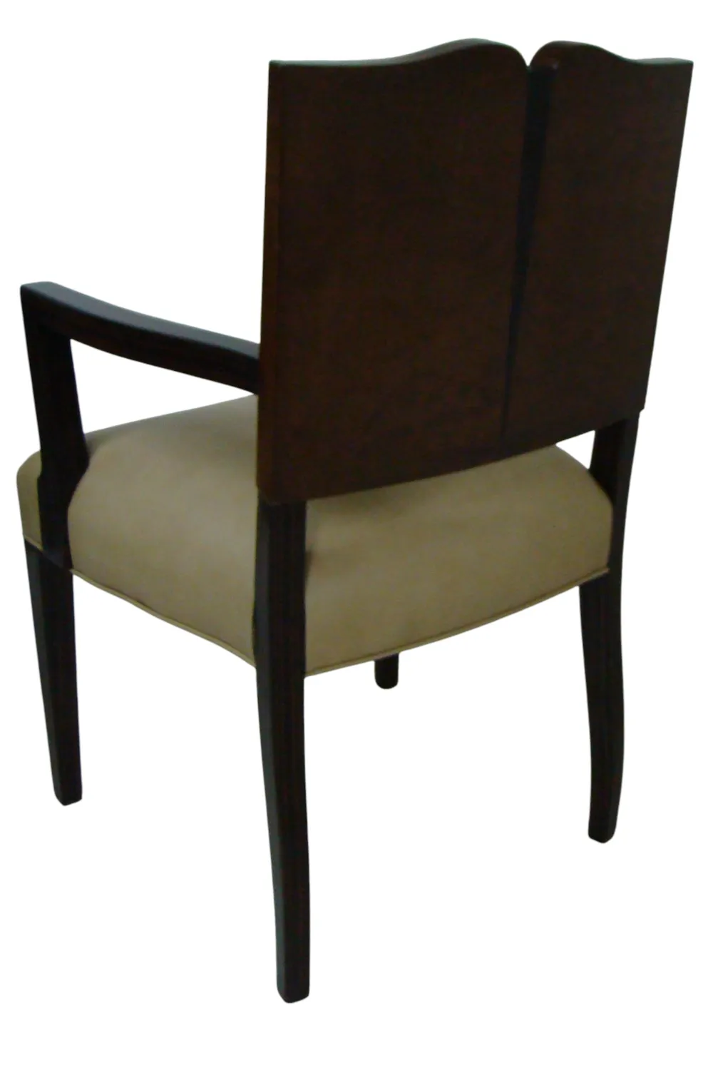 Fauteuil ancien avec bras et tapisserie claire